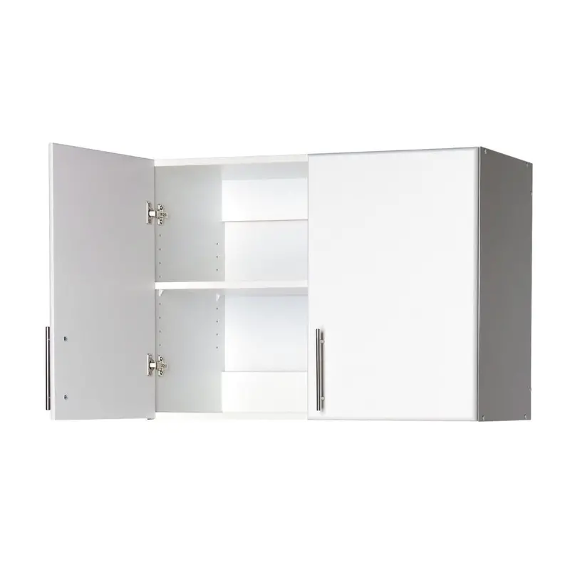 White Two-Door Wall-Mount Cabinet With Adjustable Interior Shelf 1