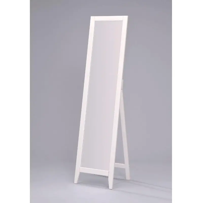 White Wood-Finished Full-Length Contemporary Bedroom Floor Mirror 1