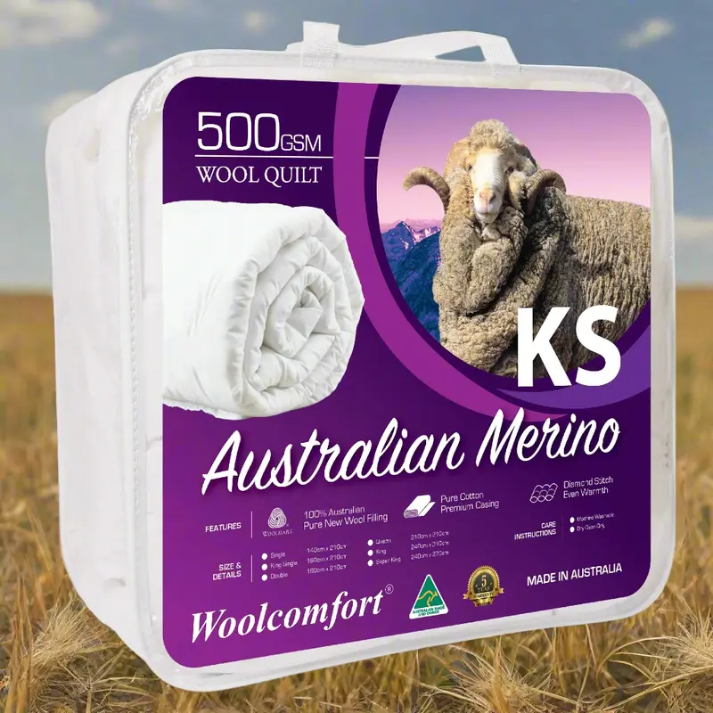 Woolcomfort Merino Wool Quilt – 500Gsm King Single (160 X 210 Cm) | Australian Crafted 1