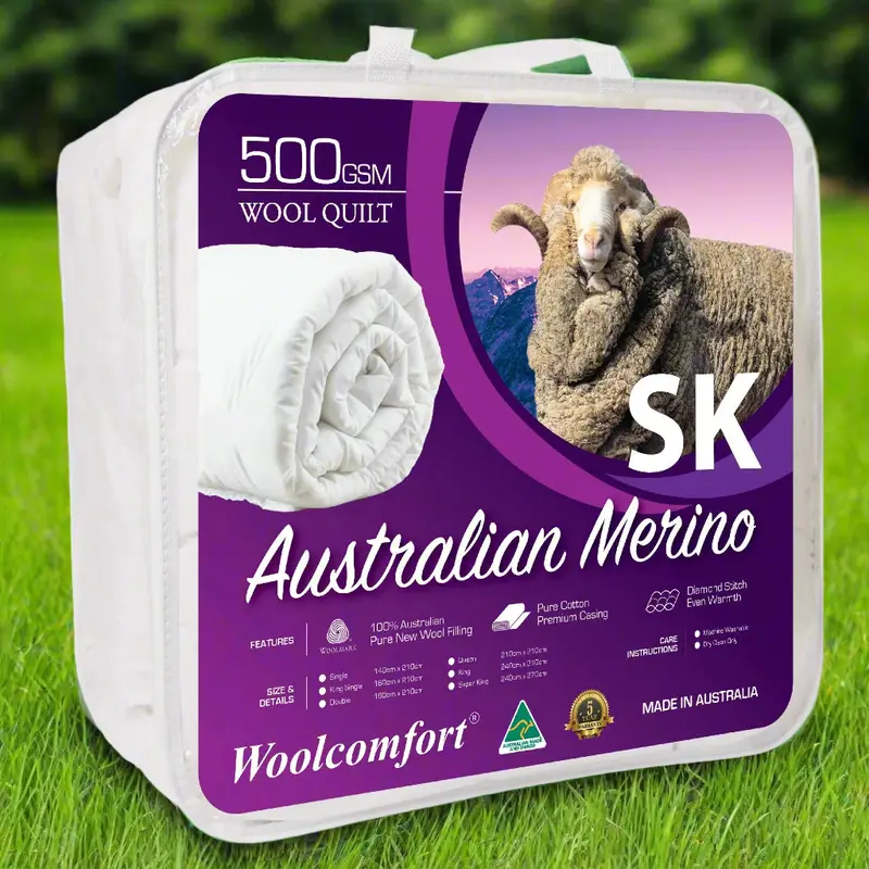 Woolcomfort Merino Wool Quilt – 500Gsm Super King (270 X 240 Cm) | Made In Australia 1