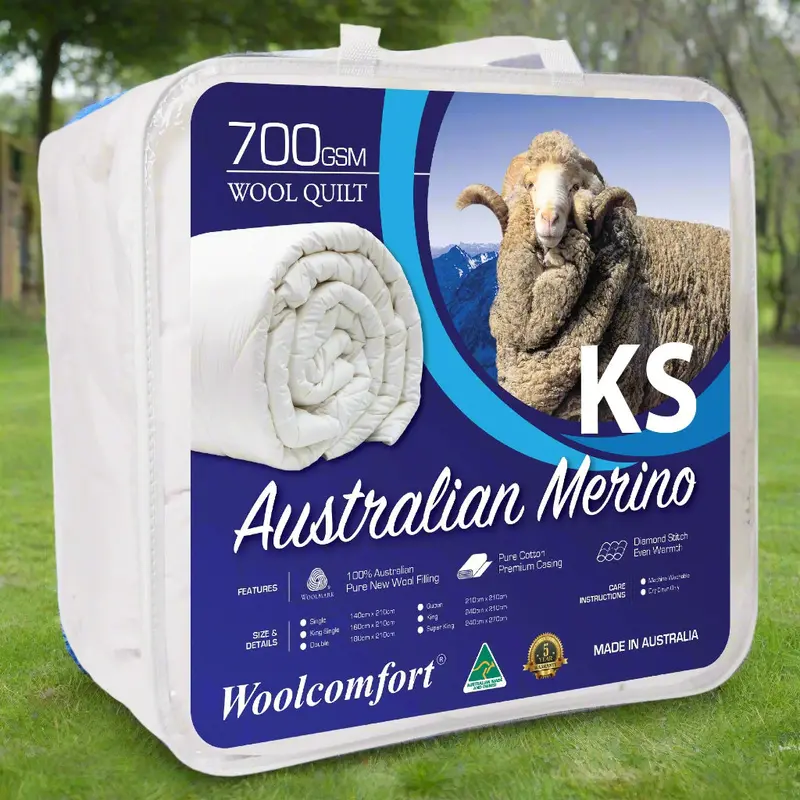 Woolcomfort Merino Wool Quilt – 700Gsm King Single (160 X 210 Cm) | Premium Warmth 1