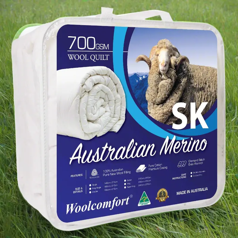 Woolcomfort Merino Wool Quilt – 700Gsm Super King (270 X 240 Cm) | Australian Made 1