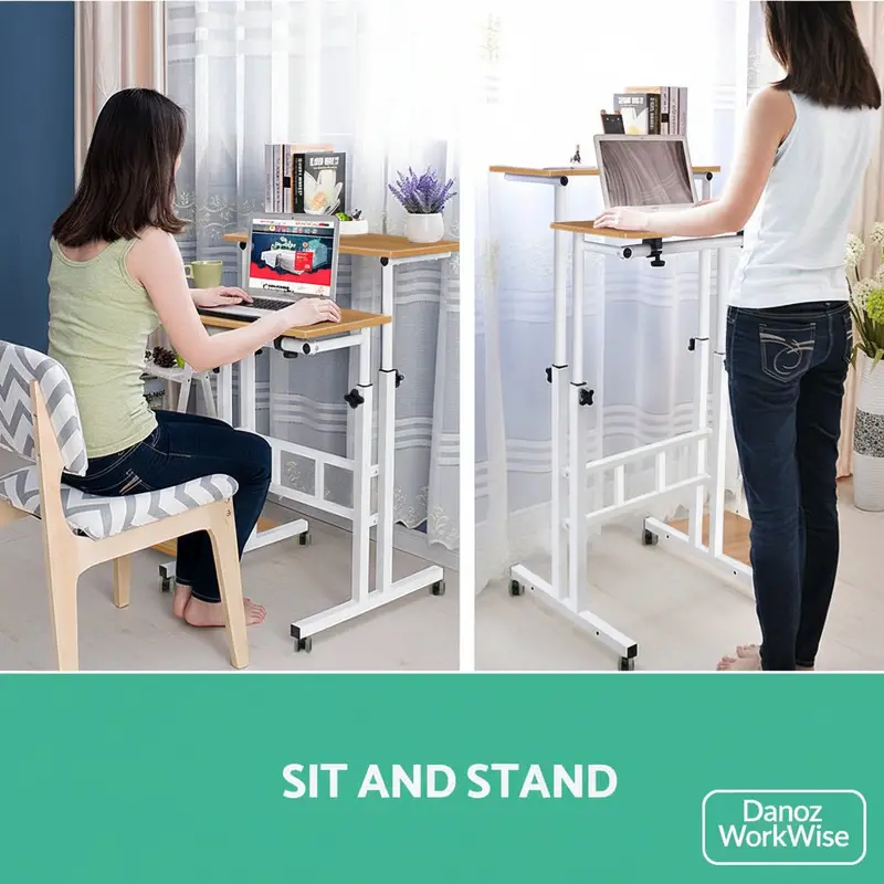Workwise Sit-Or-Stand Laptop Desk – Light Wood, 80 Cm 1
