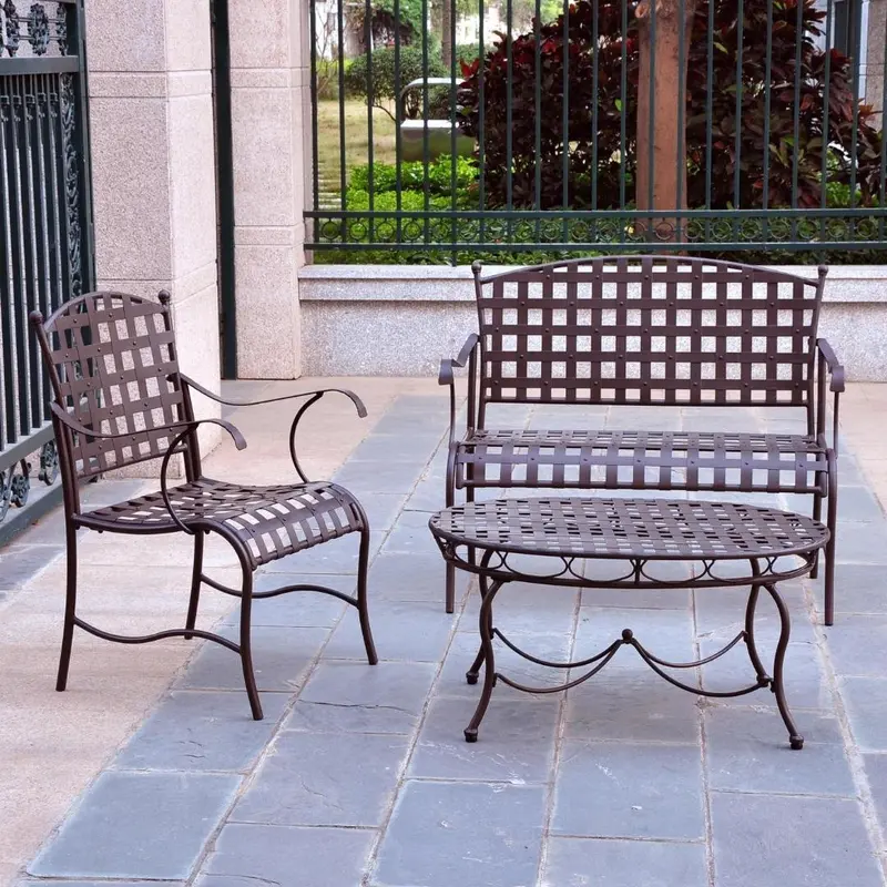 Wrought Iron 3-Piece Outdoor Lounge Set – Patio Seating Collection 1