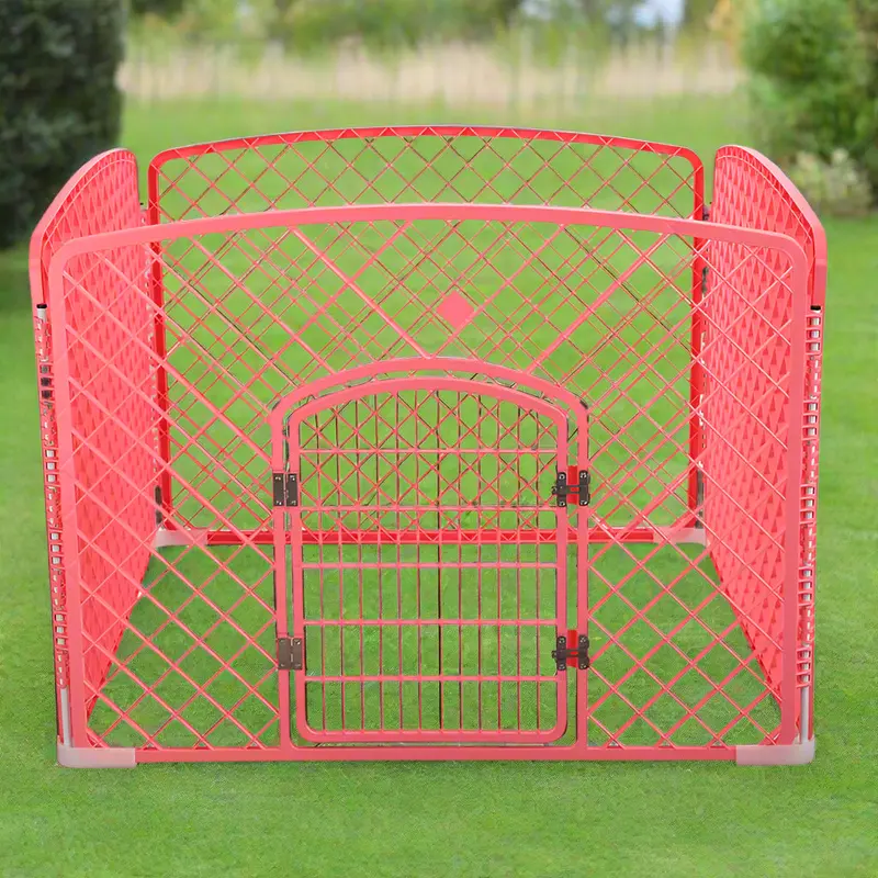 Yes4Pets 4-Panel Foldable Pink Pet Fence With Gate – Lightweight Dog Enclosure 1