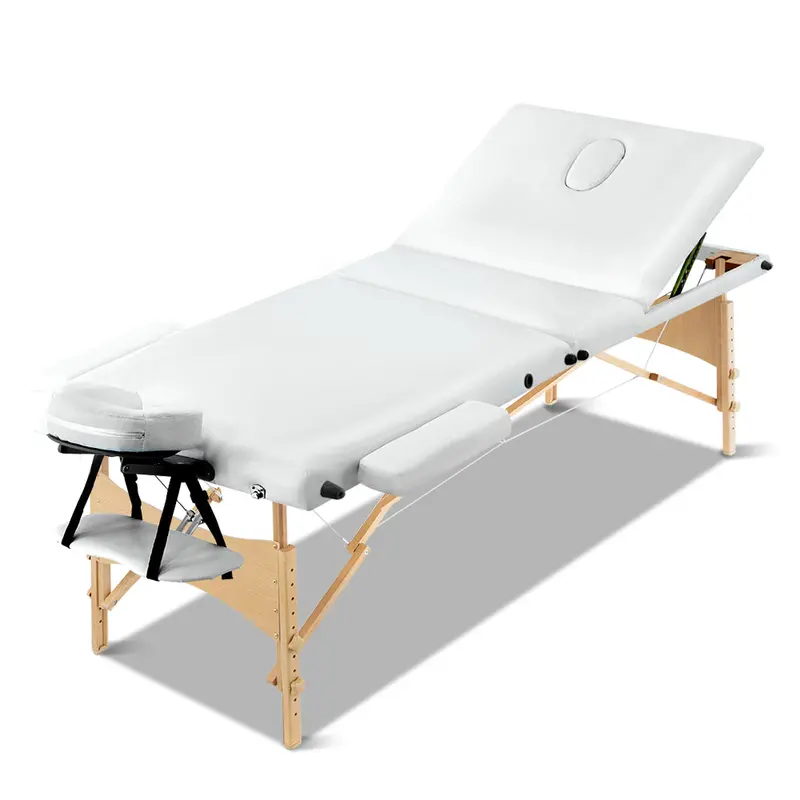 Zenses Portable 3-Fold Massage Table – 70Cm Wooden Beauty Bed, White 1