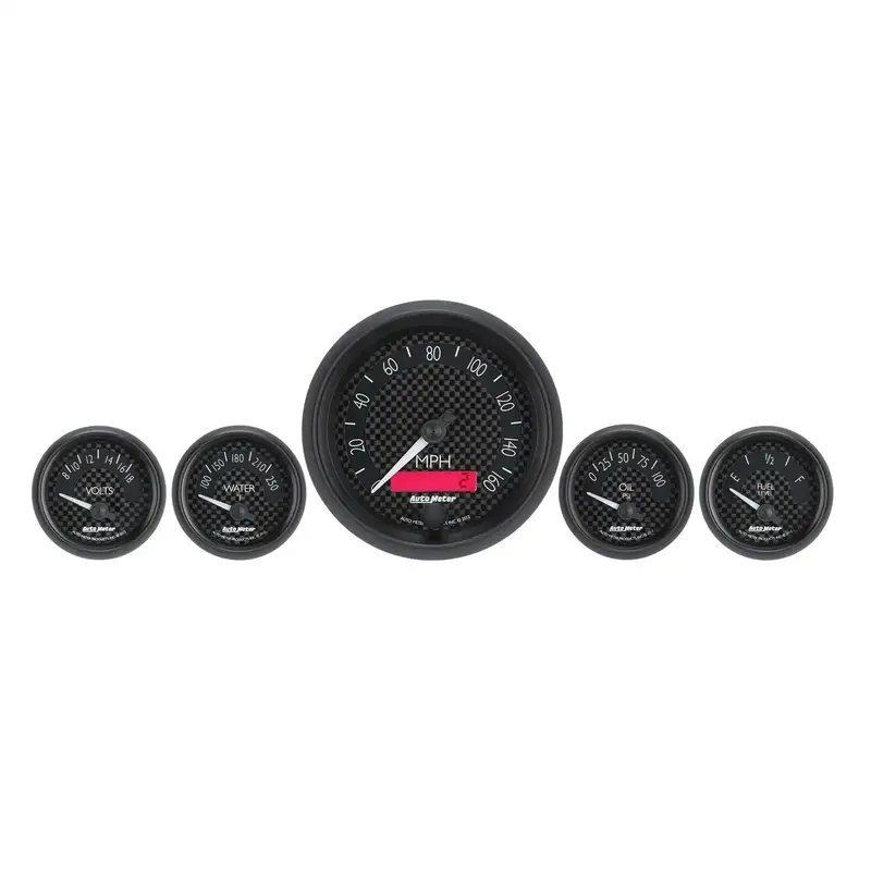 Autometer 5-Piece Electric Gauge Kit – Includes 3-3/8" And 2-1/16" Gauges With Gt Speedometer 1