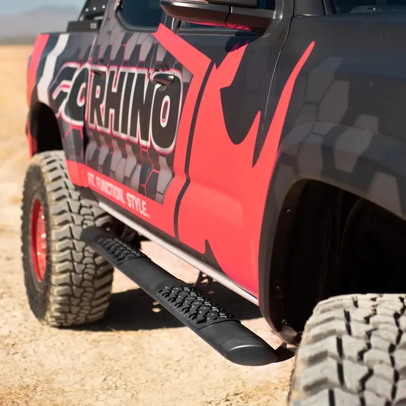 Go Rhino V-Series V3 Textured Black Aluminum Side Steps With Mounting Brackets (V3415587T) 1