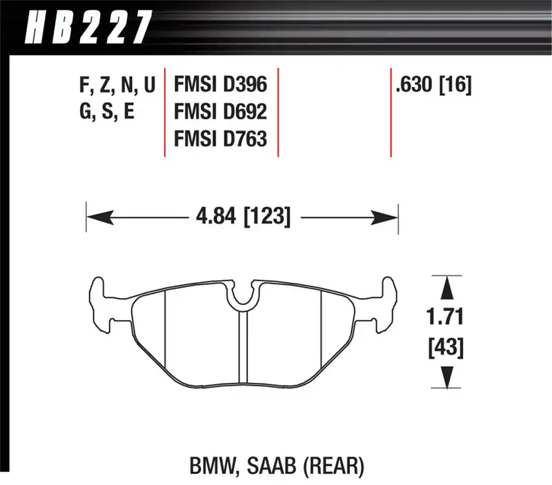 Hawk Performance Er-1 Rear Disc Brake Pads – 0.630" Thickness (Part #Hb227D.630) 1