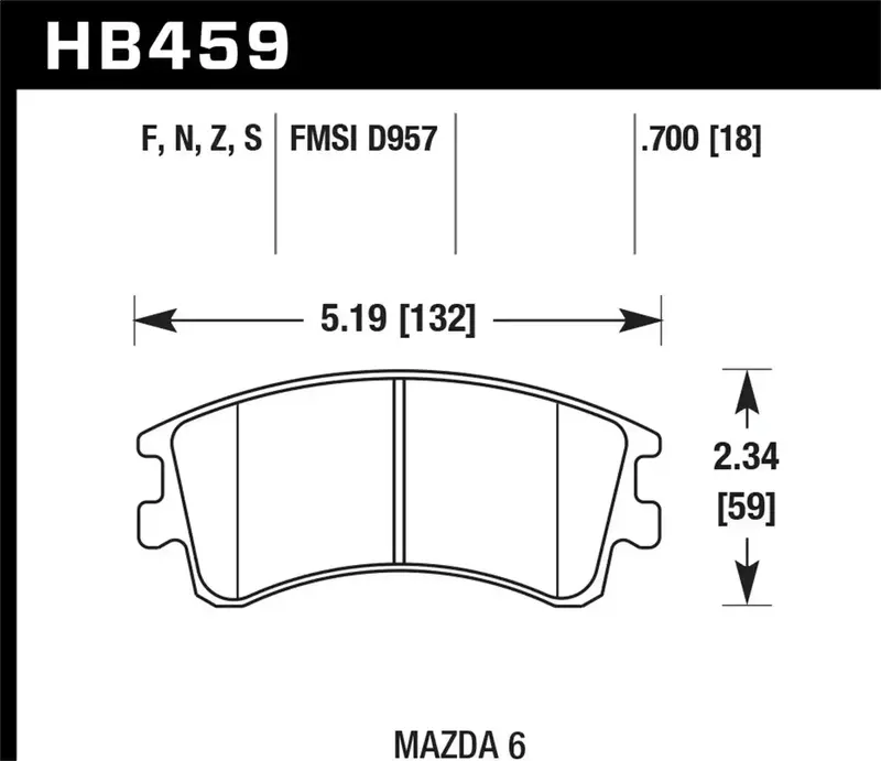 Hawk Performance Hb459N.700 Hp Plus Brake Pads – 0.700" Thickness For Mazda 6 (2003–2005) 1