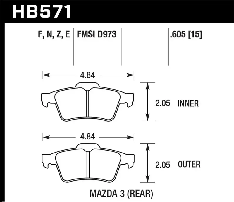 Hawk Performance Hb571Z.605 Ceramic Brake Pads – 0.605" Thickness For Enhanced Stopping Power 1