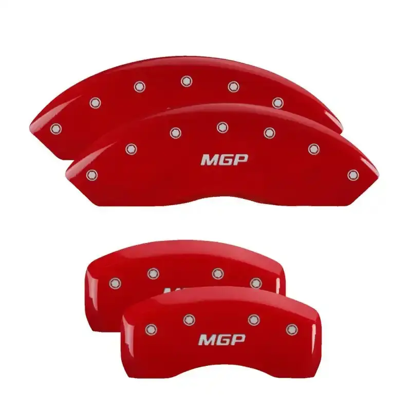 Mgp Engraved 4-Piece Caliper Cover Set – Lincoln Red Finish On Silver Base 1