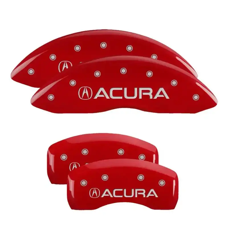 Mgp Red-Anodized 4-Piston Caliper Covers – Engraved Front & Rear Set With Silver Accent Finish 1
