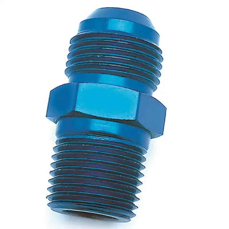 Speedfx -6An To 1/4" Nptf Blue Stainless Steel Straight Flare-To-Pipe Adapter 1